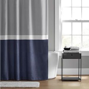 Simply essential shower colorblock stripe stall shower curtain black gray